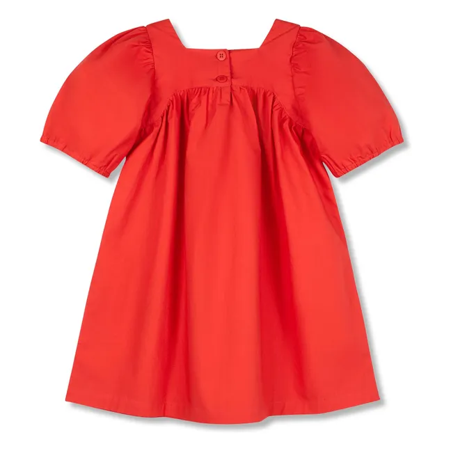 Plain puffy dress | Red