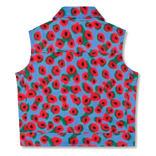 Chaqueta vaquera floral sin mangas | Azul