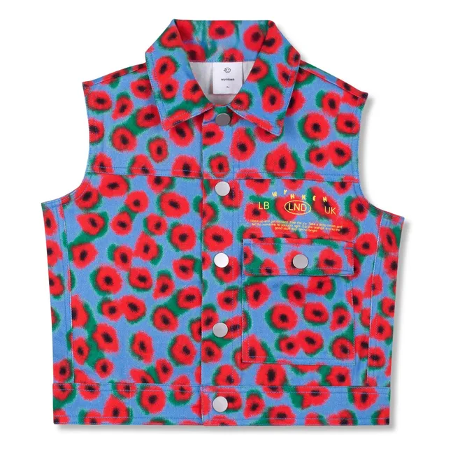 Chaqueta vaquera floral sin mangas | Azul