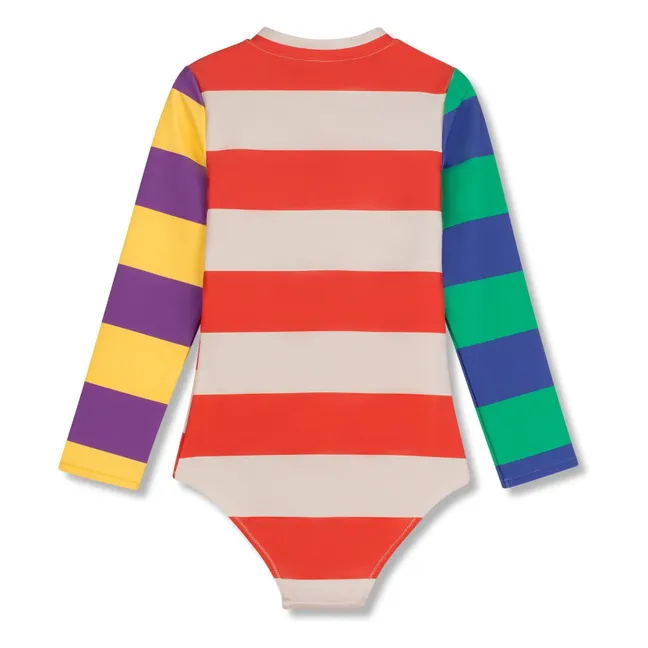 Maillot de Bain Manches Longues Rayé Fibres Recyclées | Ecru