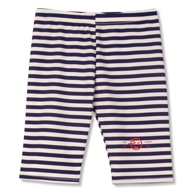 Cycling Short Striped Recycled Fibers | Navy blue