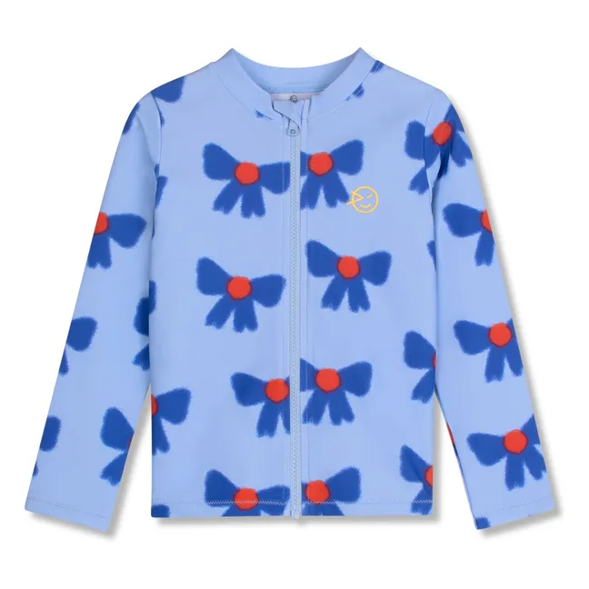 T-shirt Zippé Anti-UV Nœuds Fibres Recyclées | Bleu