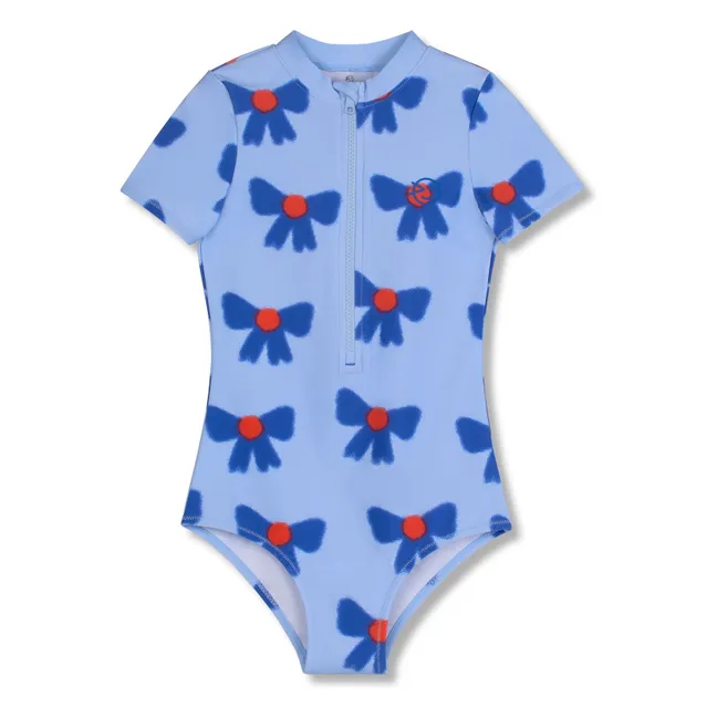 Maillot de Bain Zippé Nœuds Fibres Recyclées | Bleu