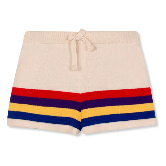 Pantalones cortos de punto de algodón orgánico a rayas | Crudo