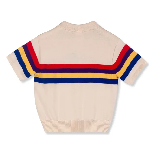 Polo Rayé Maille Coton Bio | Ecru