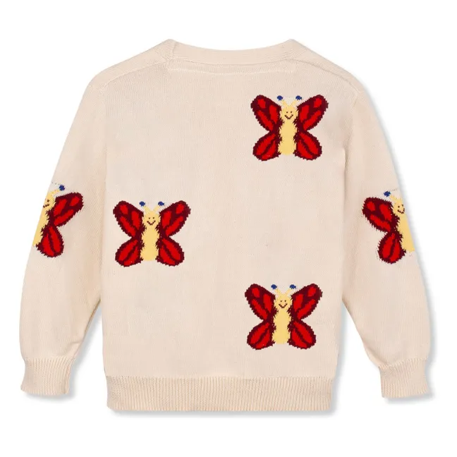 Organic cotton butterfly cardigan | Ecru