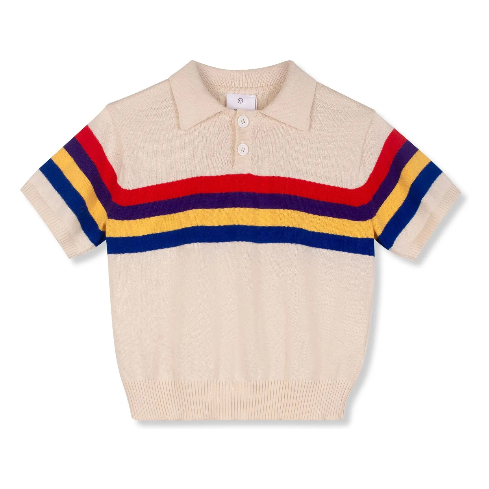 Wynken Ecru Striped Organic Cotton Polo Shirt