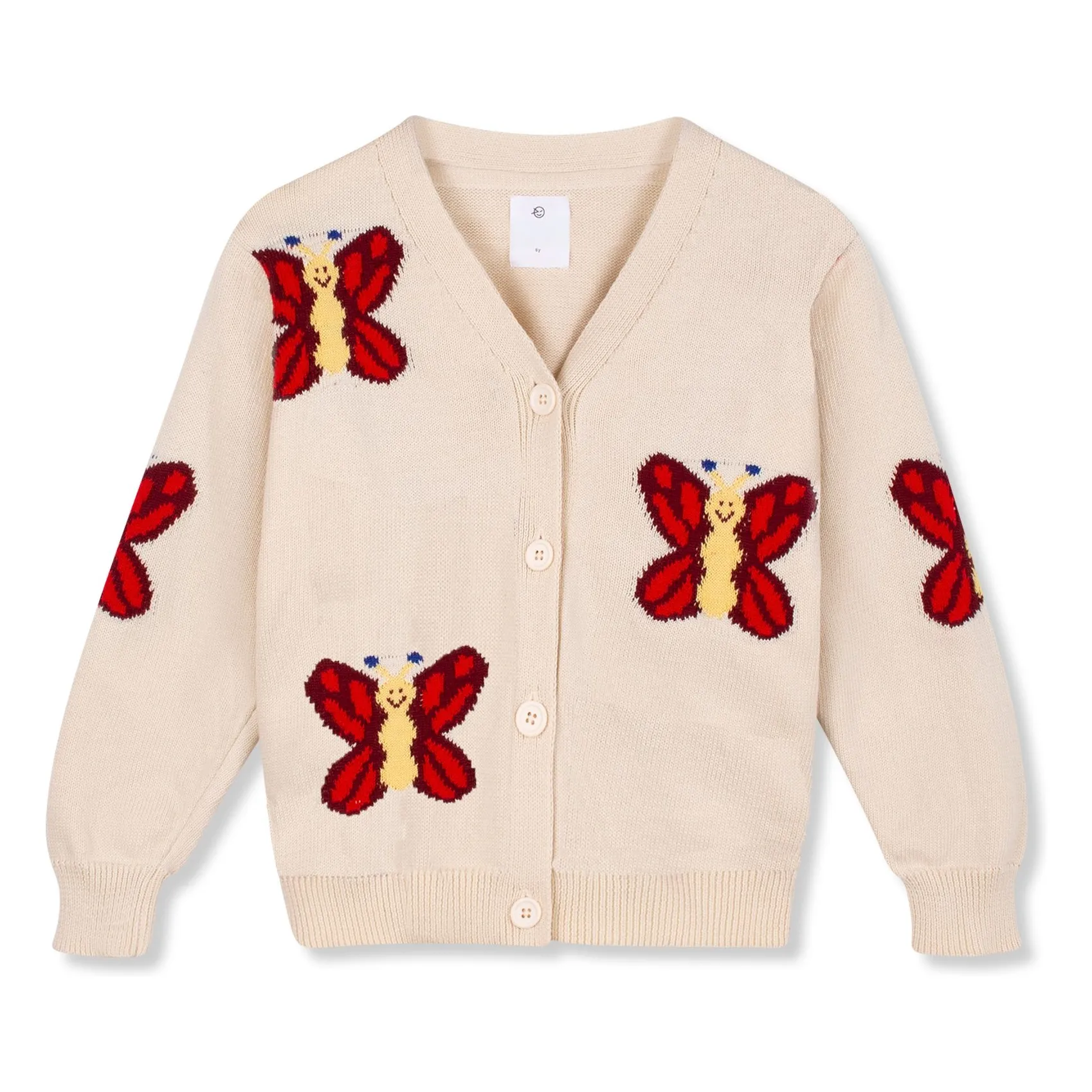 Wynken Ecru Organic Cotton Butterfly Cardigan