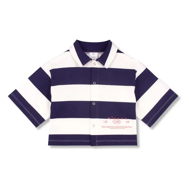 Camisa a rayas de algodón orgánico | Azul Marino