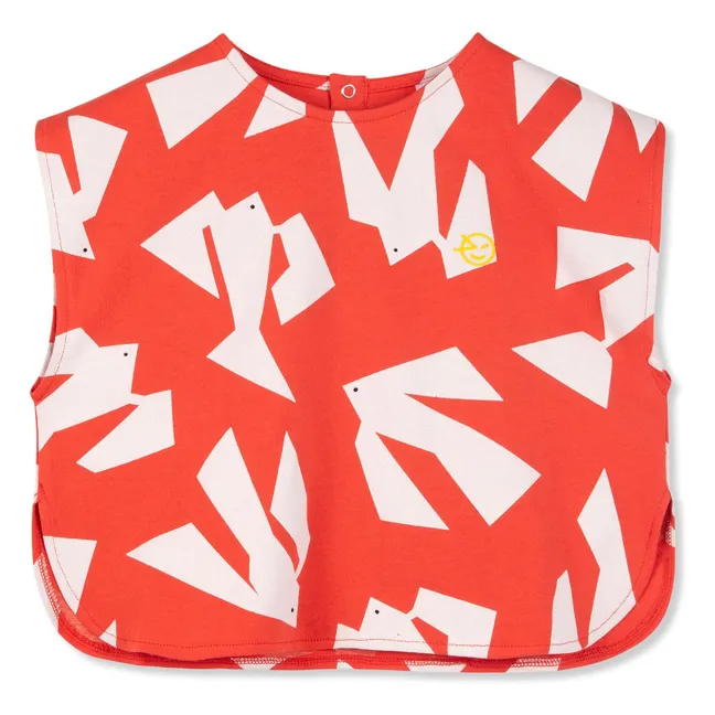 Top de pájaros de algodón orgánico | Rojo