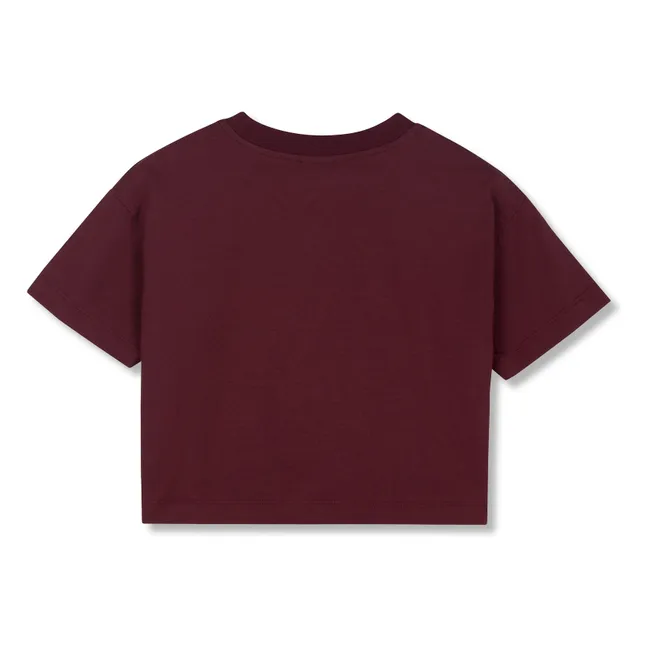 T-shirt Crop Butterfly Coton Bio | Bordeaux