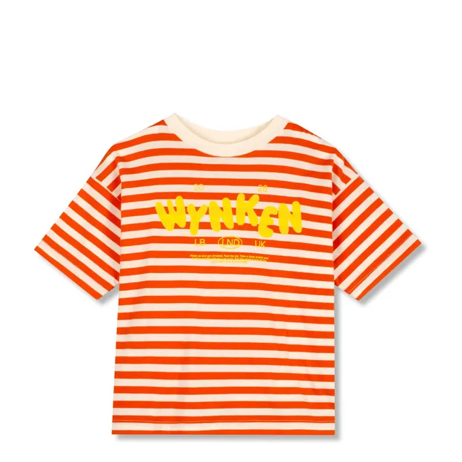 Camiseta de algodón orgánico a rayas Wynken | Naranja