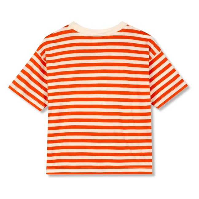 Wynken Striped Organic Cotton T-shirt | Orange