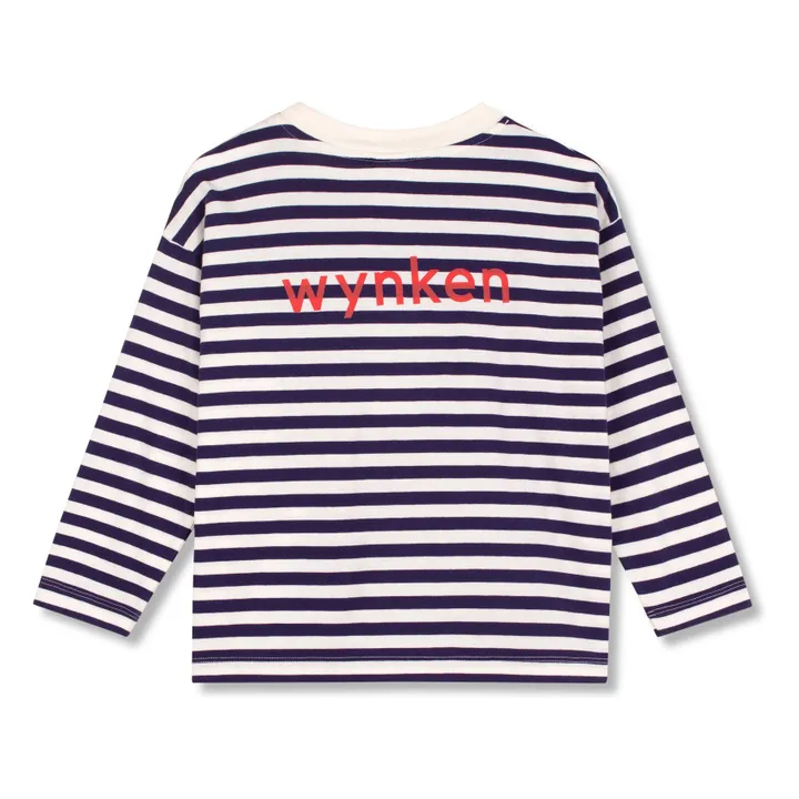 Camiseta con bolsillos a rayas Algodón orgánico | Azul Marino- Imagen del producto n°0