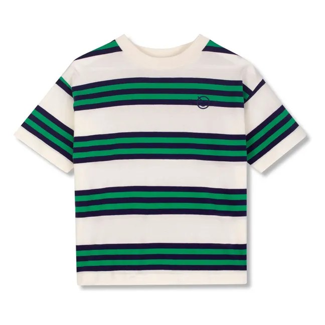 Striped organic cotton T-shirt | Navy blue