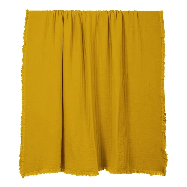 Plaid en gaze de coton Vanly | Ocre