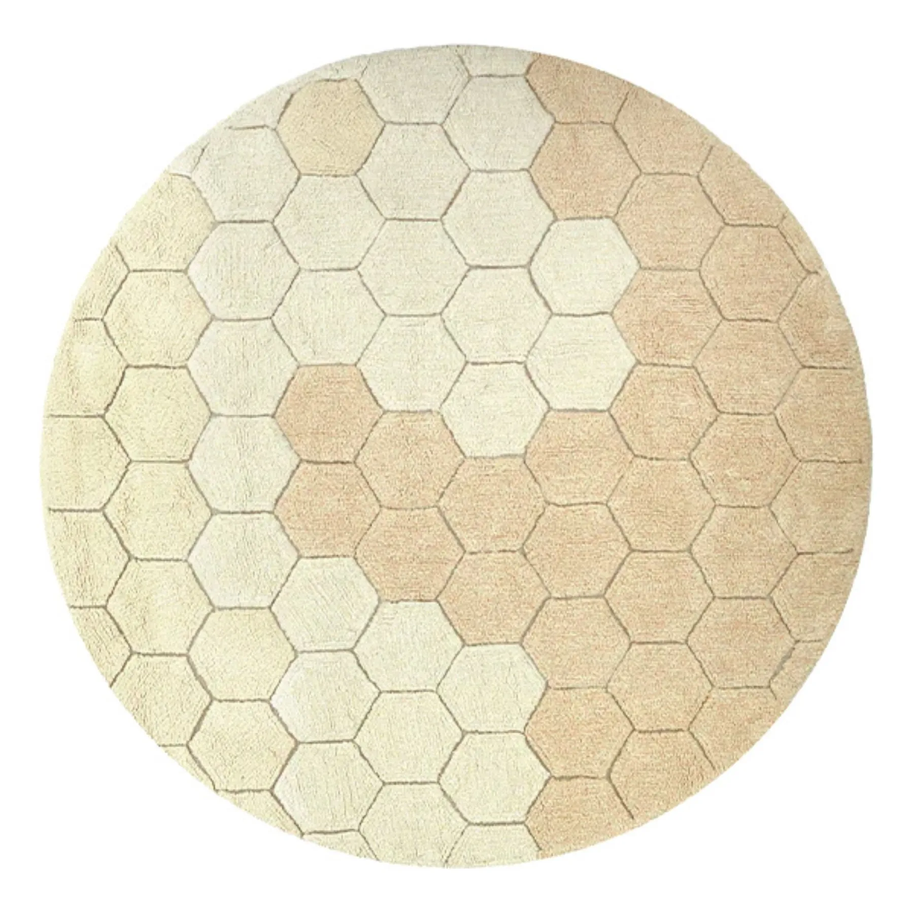 Lorena Canals Golden Sand Honeycomb Round Carpet
