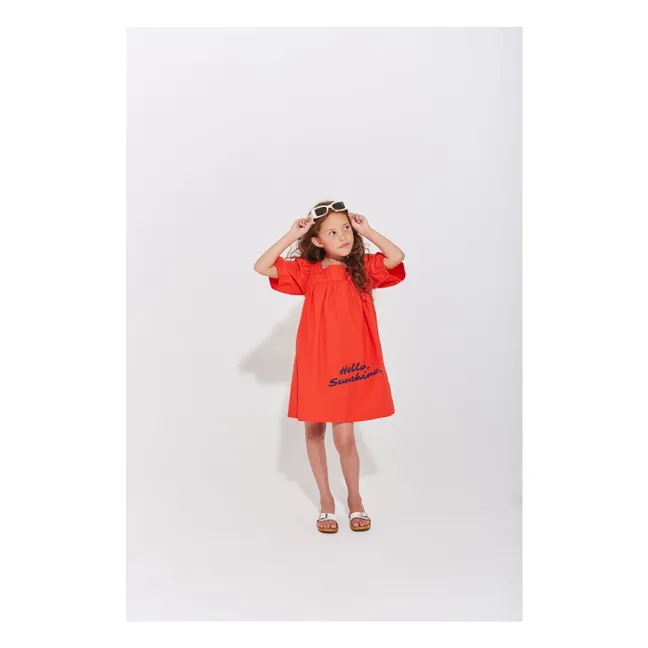Plain puffy dress | Red