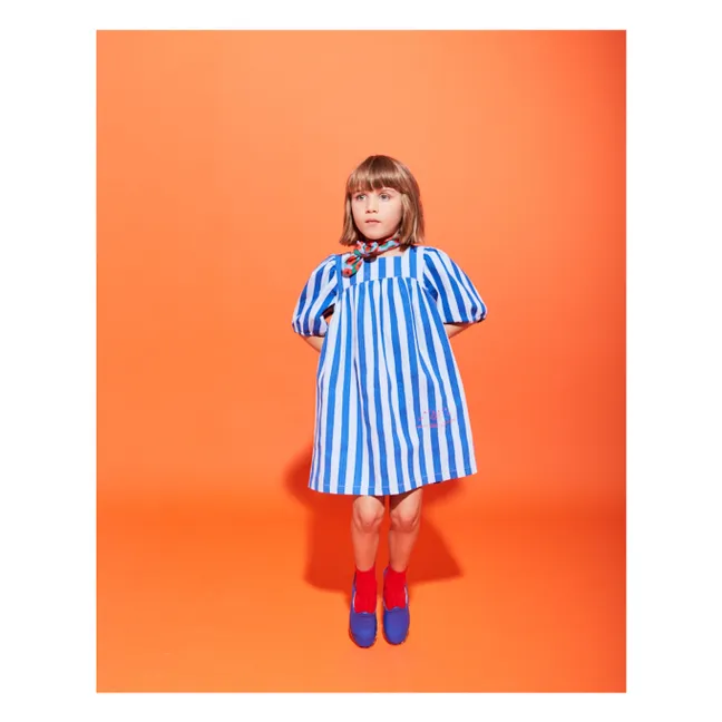 Striped Puff Dress | Blue