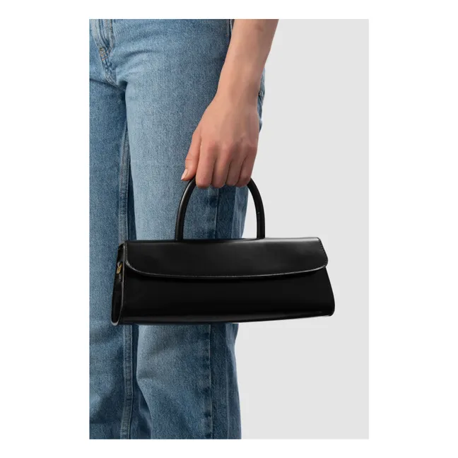 Sac Mini Longa Cuir Semi-Verni | Noir