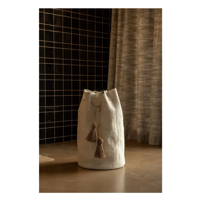 Felt pom-pom storage basket | Ecru