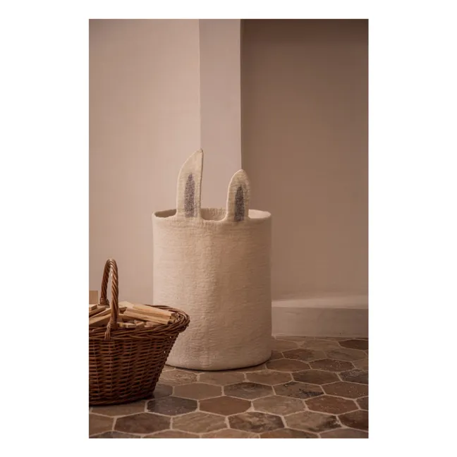 Bunny felt storage basket | Ecru