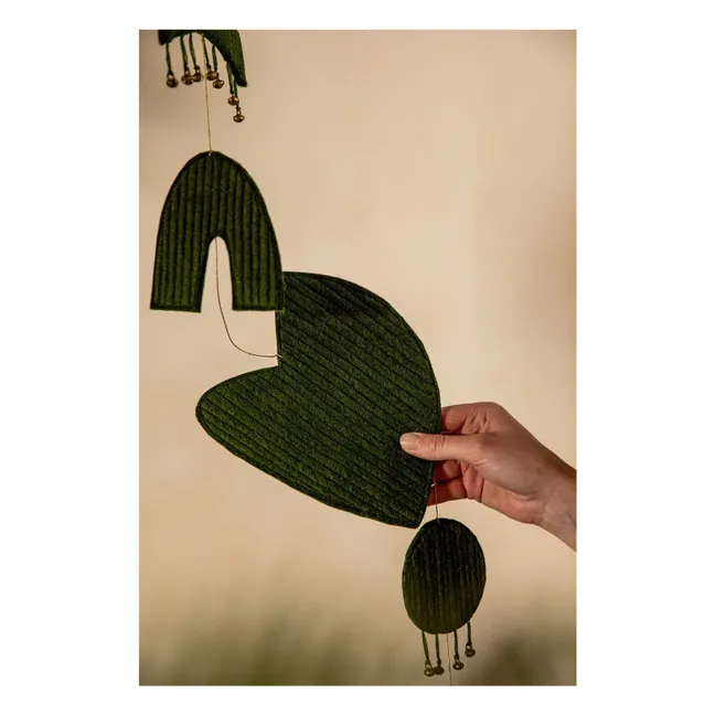 Móvil Chakra de fieltro acolchado | Verde Oscuro