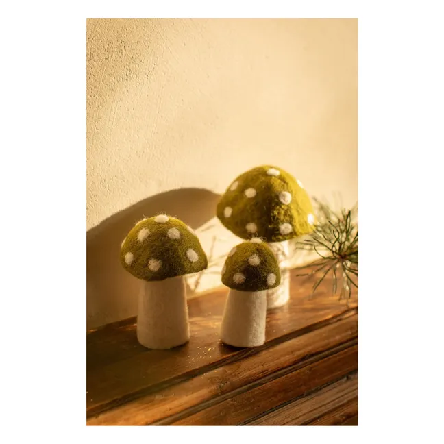 Dotty felt mushrooms - Set of 3 | Green