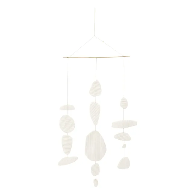 Cailloux quilted felt mobile | Ecru