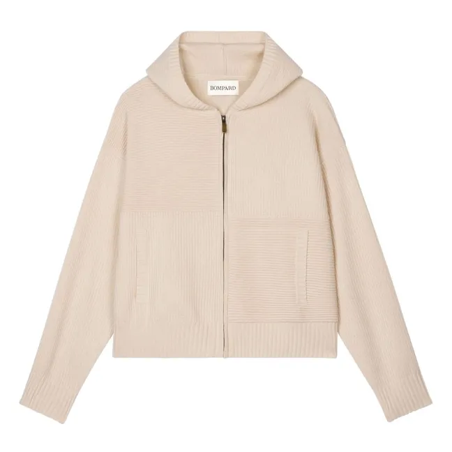 Maglione con cappuccio in cashmere e seta | Crema