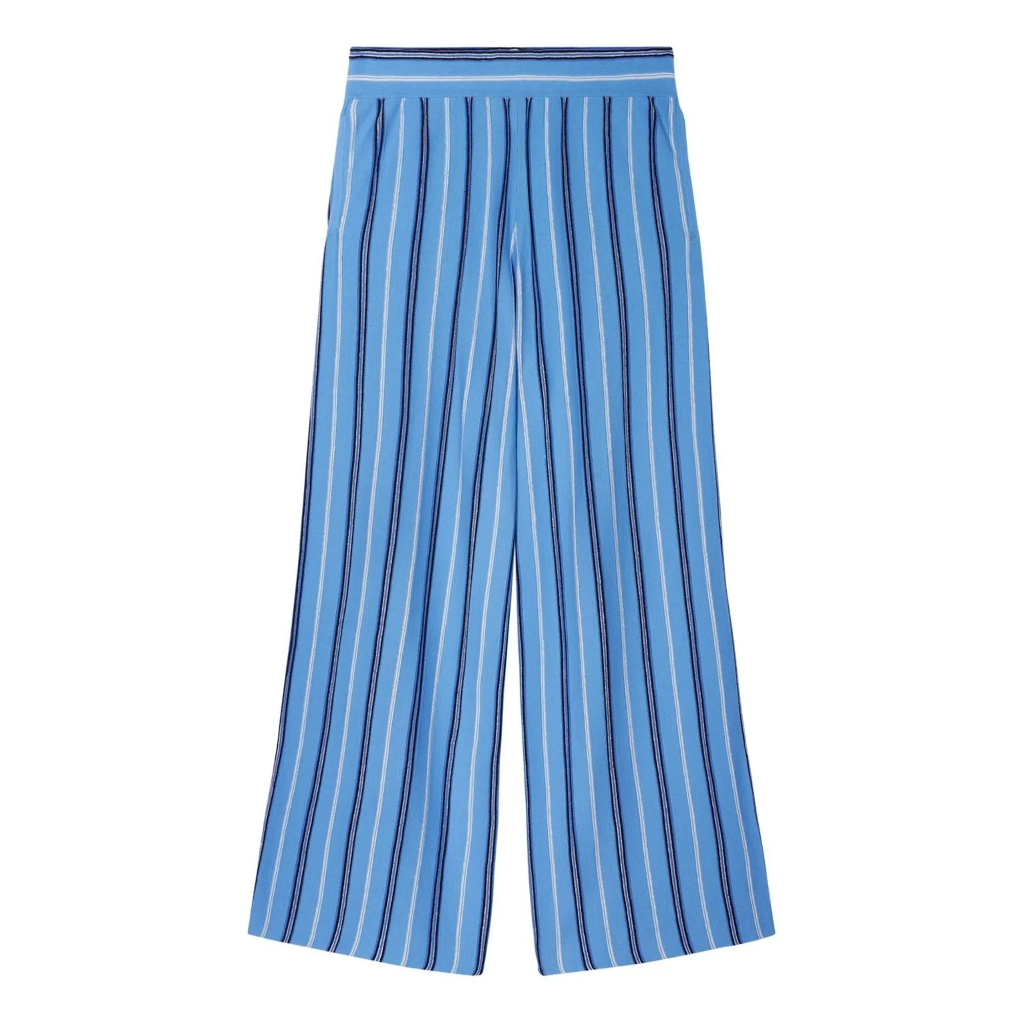 Bompard Women's Blue Linen Cotton And Silk Striped Trousers