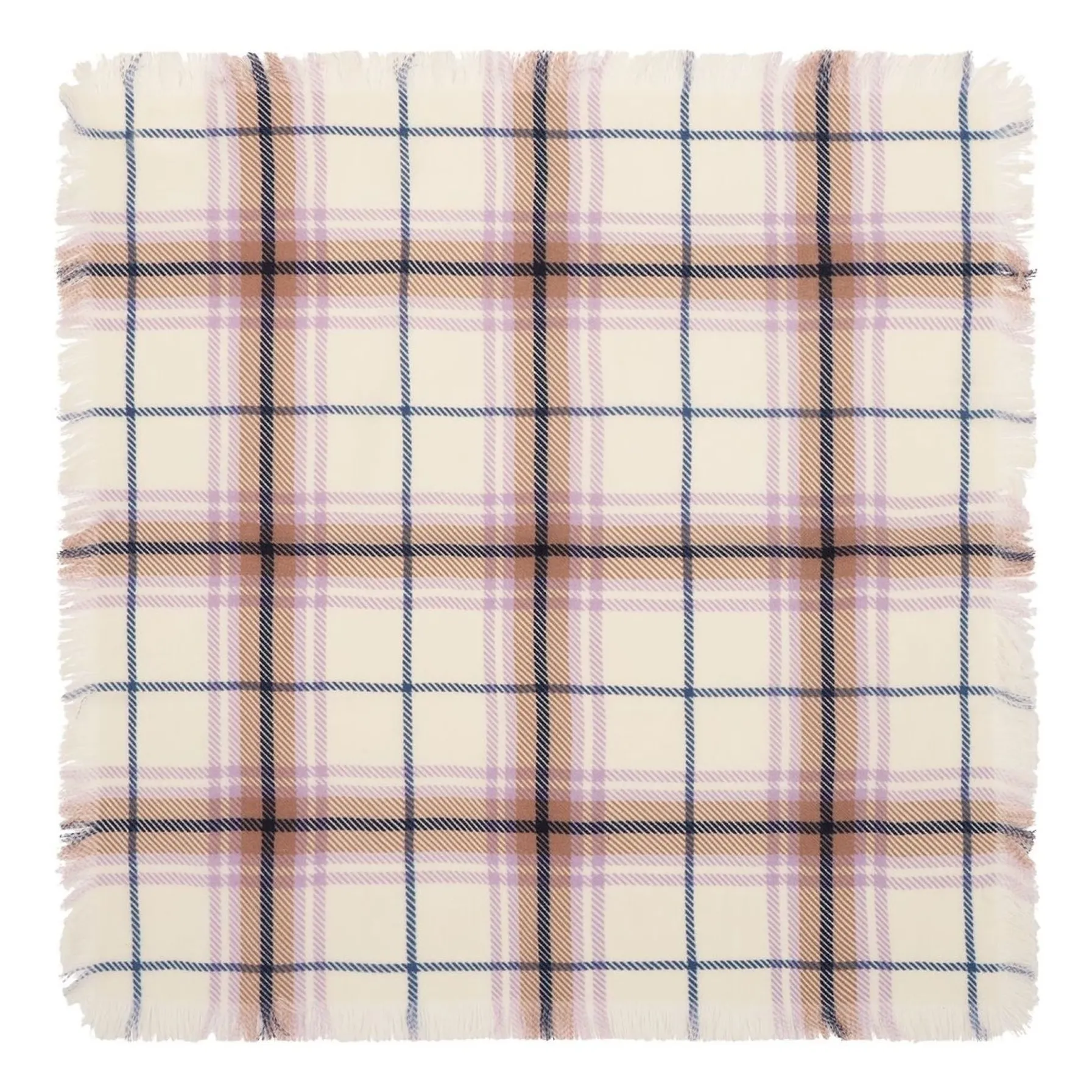 Bompard Mauve Mini Carré Tartan Cashmere Scarf