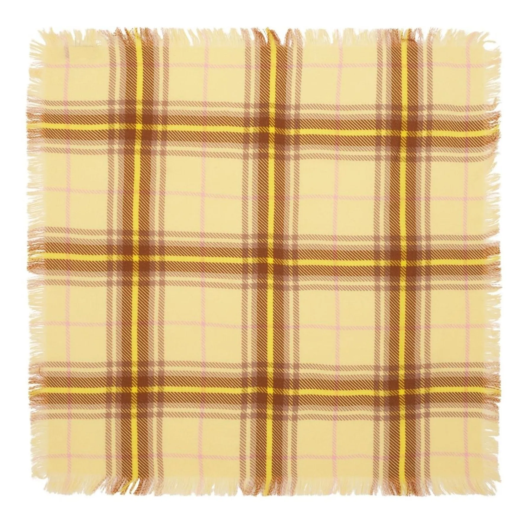 Bompard Lemon Yellow Mini Carré Tartan Cashmere Scarf