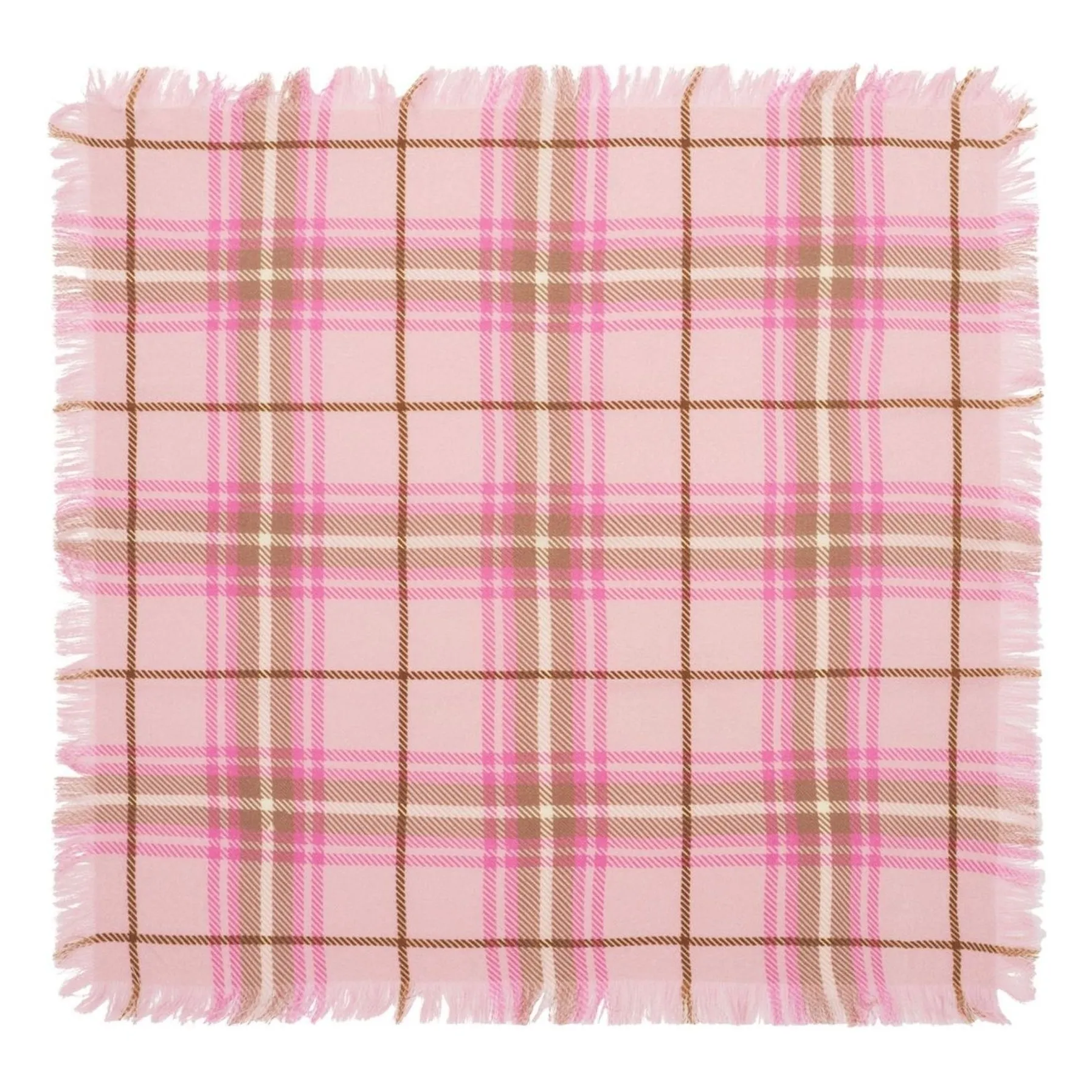Bompard Cherry Wood Mini Carré Tartan Cashmere Scarf
