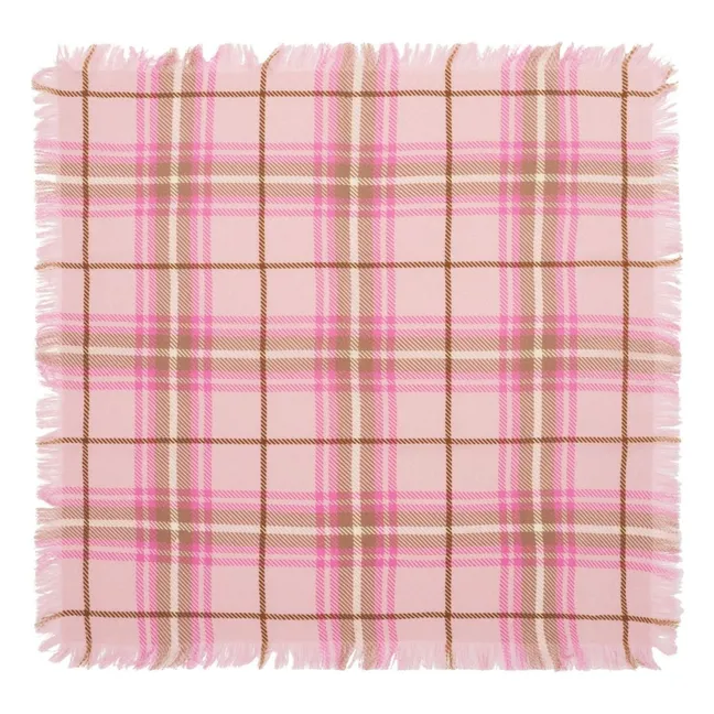Mini Carré Tartan Cashmere Scarf | Cherry Wood