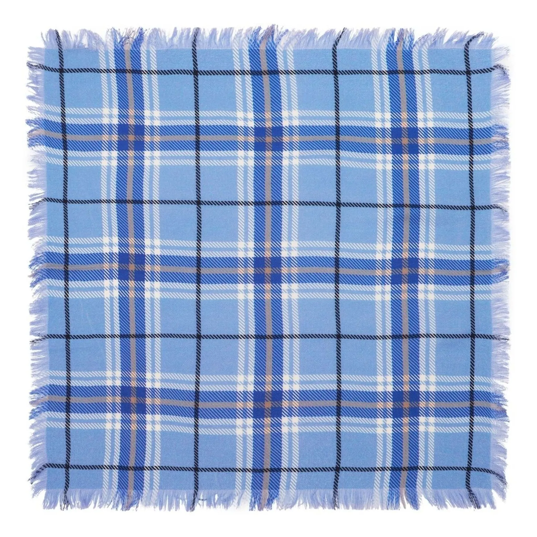 Bompard Blue Mini Carré Tartan Cashmere Scarf