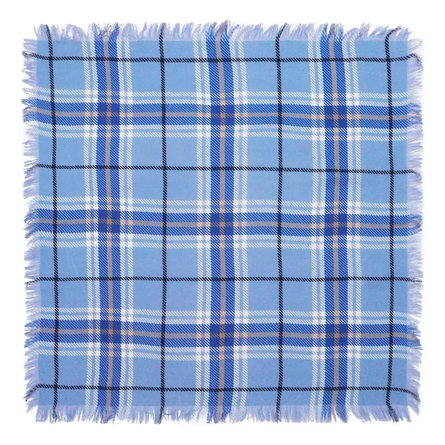 Mini Carré Tartan Cashmere Scarf | Blue