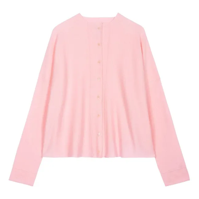Minimalist Oversize Cotton and Cashmere Cardigan | Pink