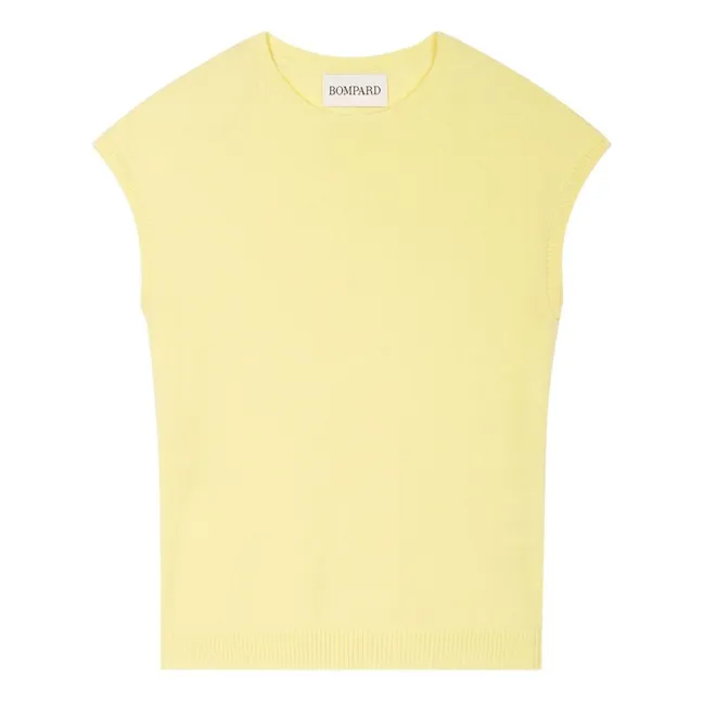 Short-sleeved Cashmere Sweater | Lemon yellow