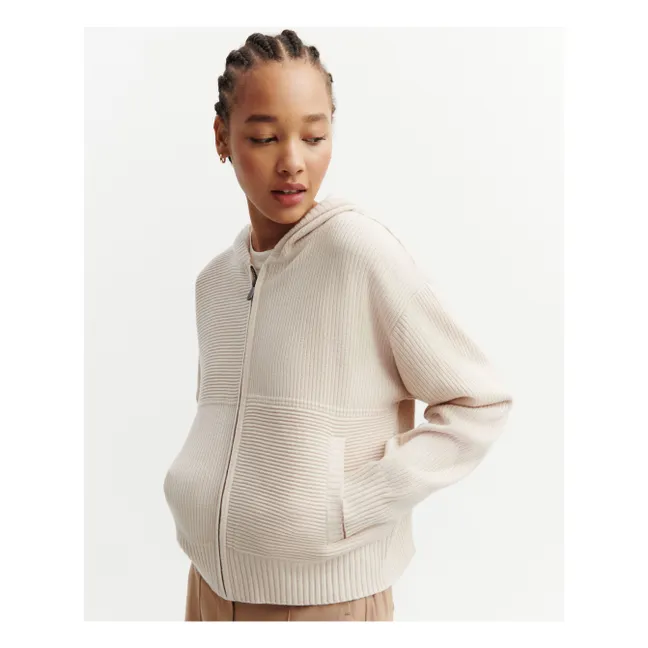 Cashmere and Silk Hooded Sweater | Cream