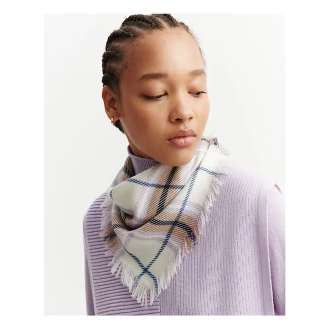 Echarpe Mini Carré Tartan Cachemire | Mauve