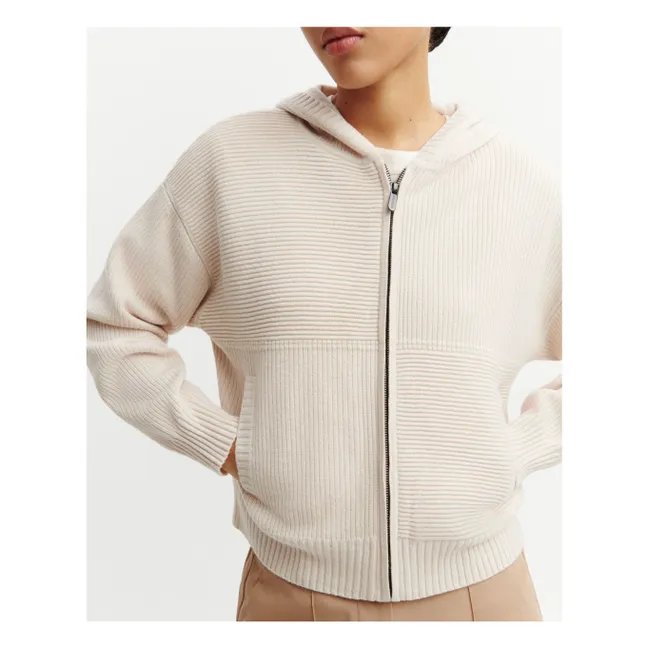 Cashmere and Silk Hooded Sweater | Cream
