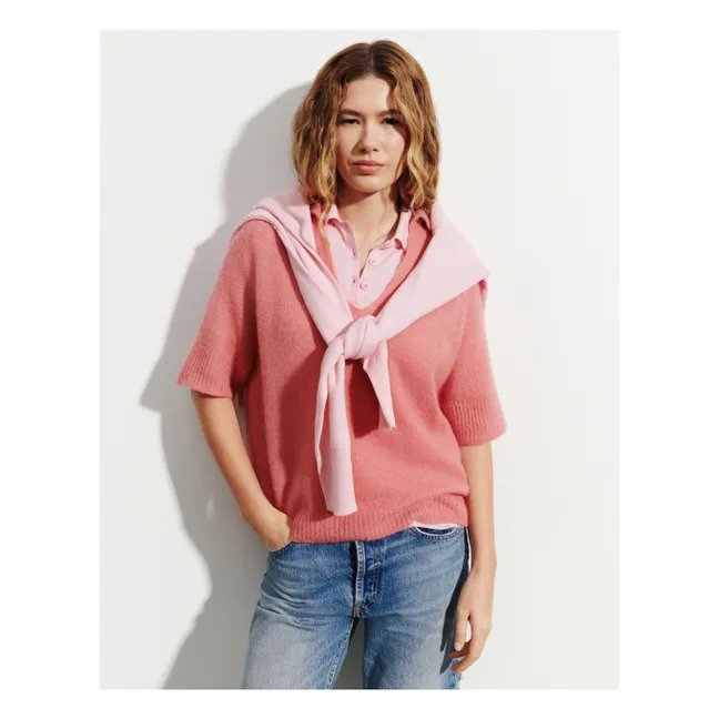 Polo Cachemire Alpaga et Soie | Rose bonbon