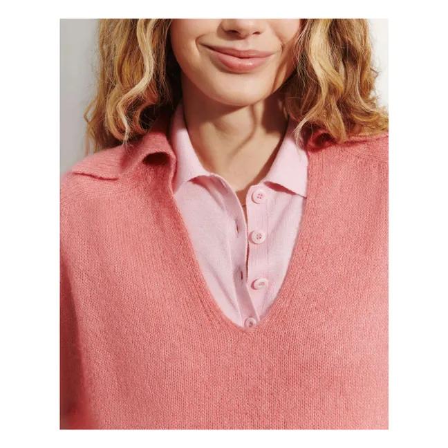 Polo Cachemire Alpaga et Soie | Rose bonbon