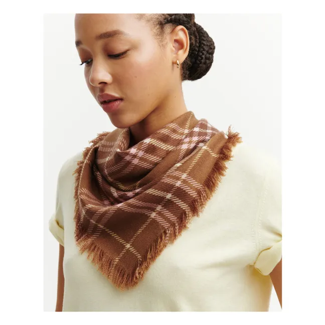 Mini Carré Tartan Cashmere Scarf | Coffee