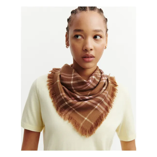 Mini Carré Tartan Cashmere Scarf | Coffee