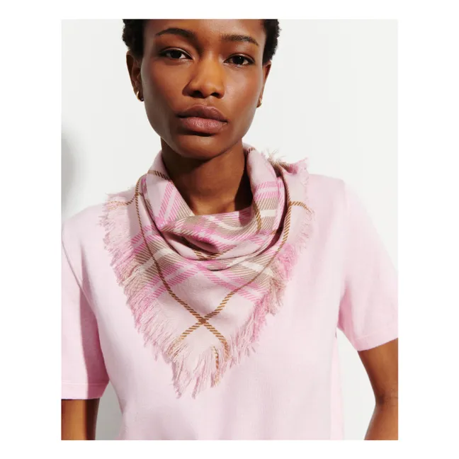 Mini Carré Tartan Cashmere Scarf | Cherry Wood