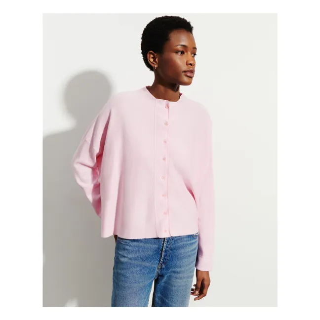 Cardigan oversize minimalista in cotone e cashmere | Rosa