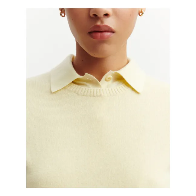 Maglione a maniche corte in cashmere | Giallo limone