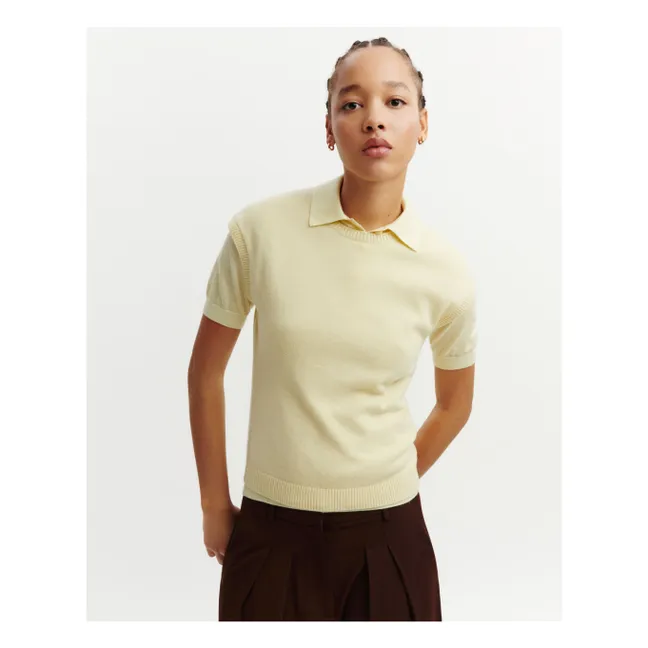 Maglione a maniche corte in cashmere | Giallo limone